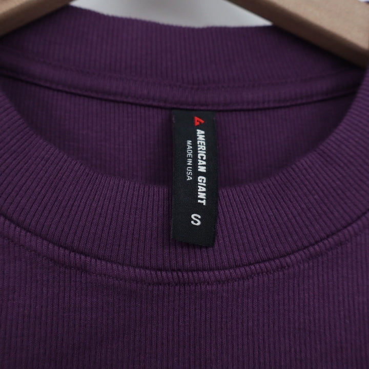 American Giant Ribbed Crewneck Short Sleeve T Shirt Purple Size S Made in USA