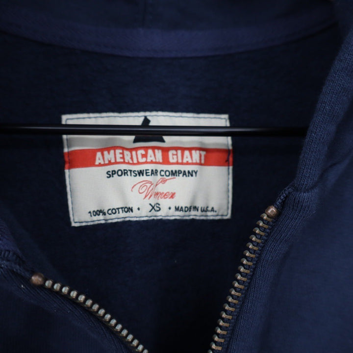 American Giant Relaxed Classic Full Zip Oxford Blue Cotton XS Hoodie Made in USA
