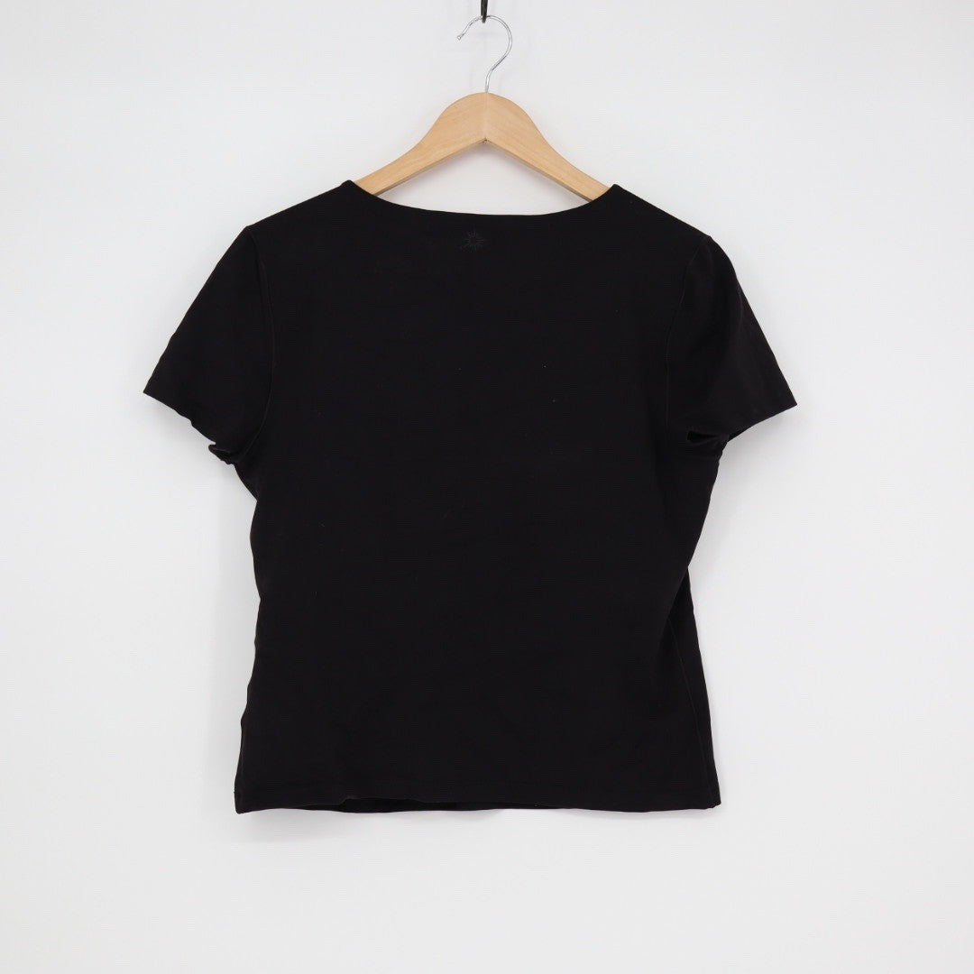 Aerie OFFLINE Black Ribbed Square Neck Short Sleeve T Shirt Top XL