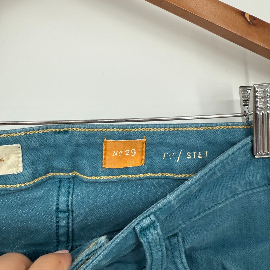 Pilcro By Anthropologie Jeans Womens 29 Teal Denim Cotton Stretch Skinny Leg