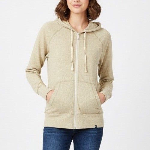 American Giant Full Zip Hoodie Sweatshirt Tan Beige Heathered Size S Made in USA