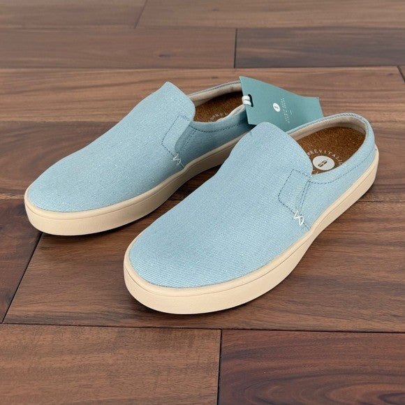 Waco Revitalign Women's Slip On Casual Shoes Light Blue Canvas Comfort Size 5.5