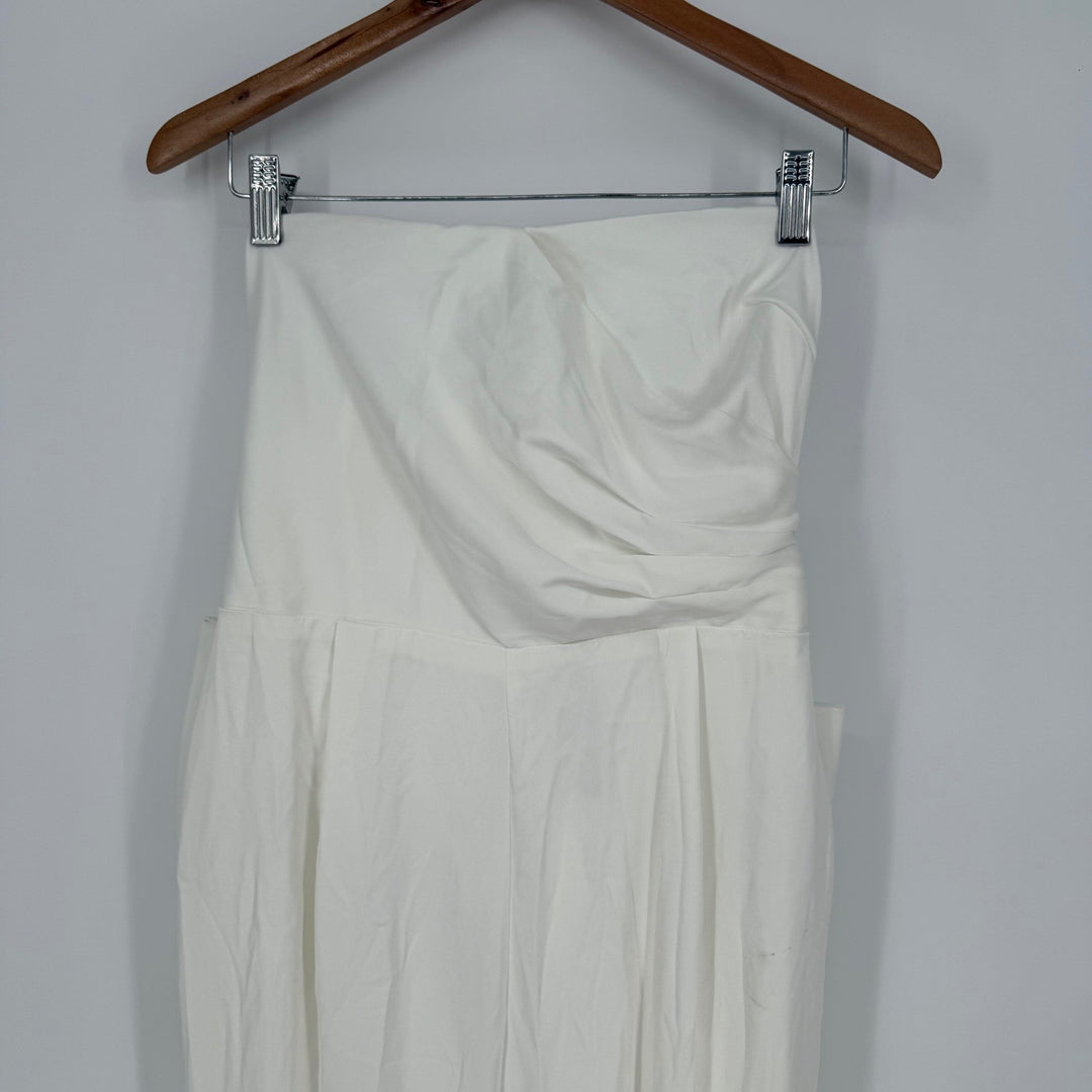 Lulus Beloved Bliss Ivory Strapless Slim Leg Bow Jumpsuit Size L