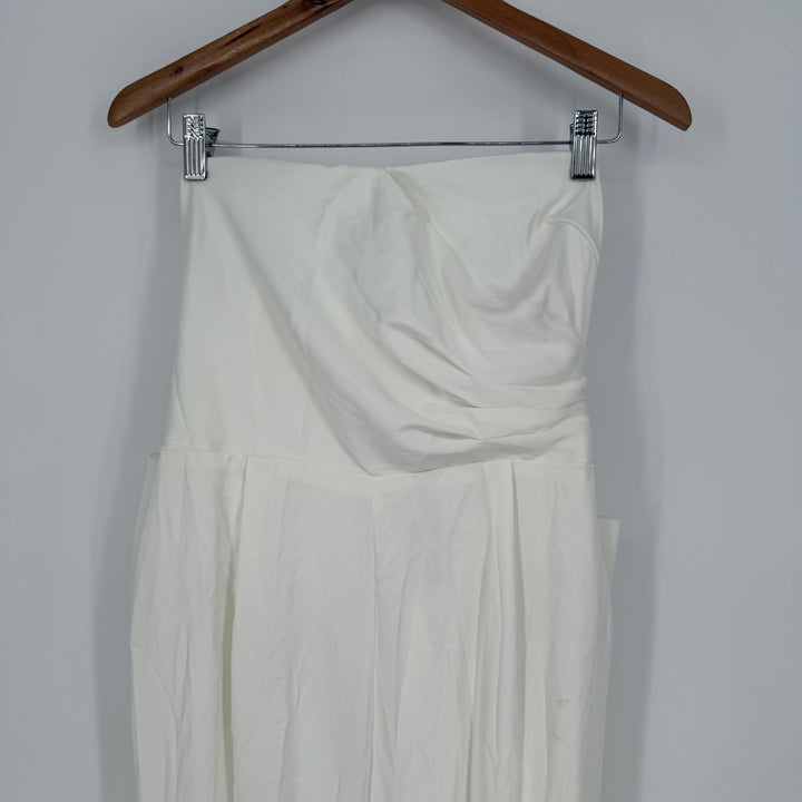 Lulus Beloved Bliss Ivory Strapless Slim Leg Bow Jumpsuit Size L