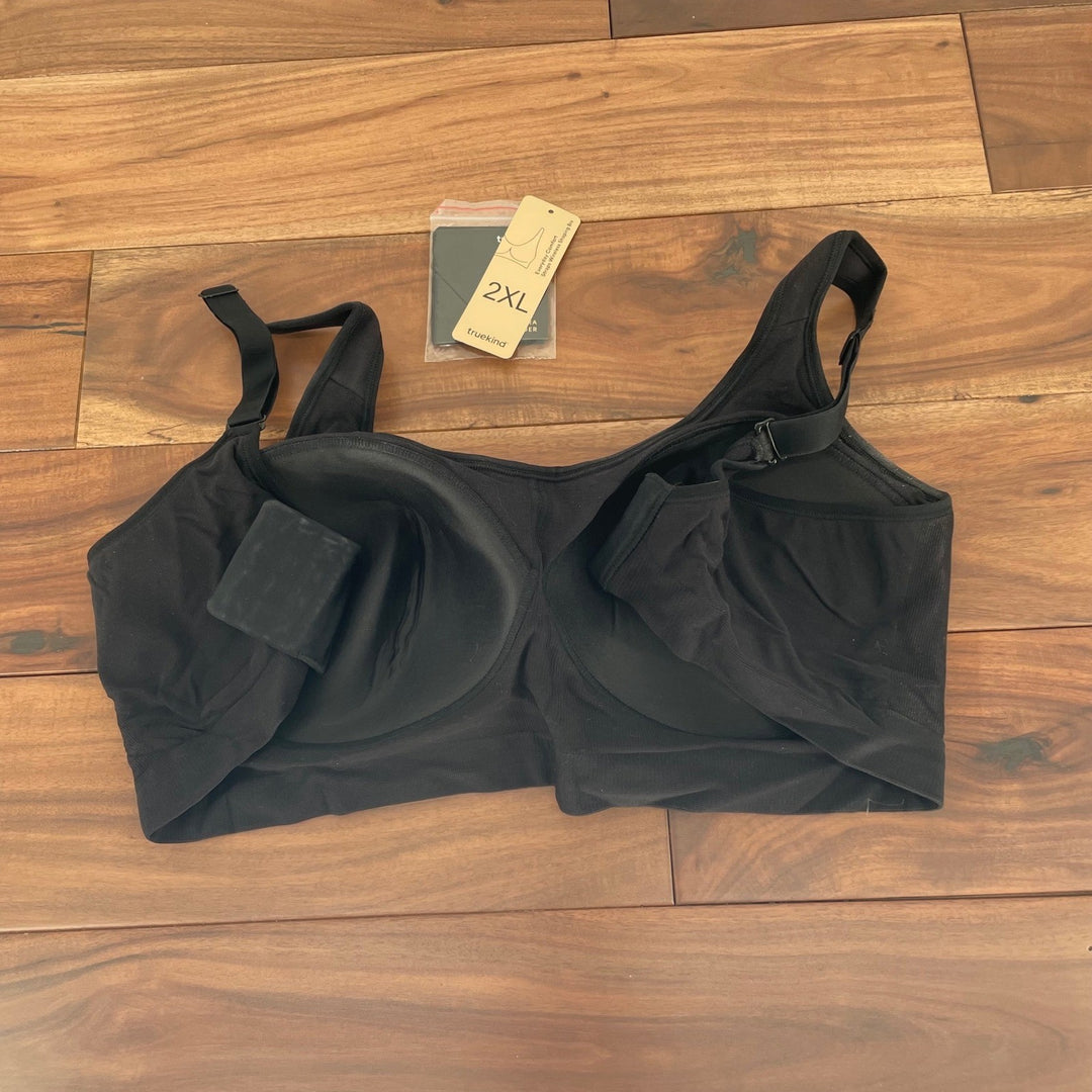 Truekind Black Seamless Comfort Extended Wirefree Full Coverage Bra Size 2XL