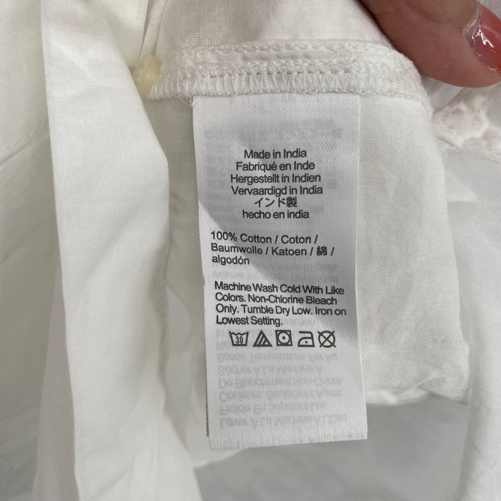 J. Crew White Button Down Shirt Dress Tie Waist Sheer Linen Blend Size S