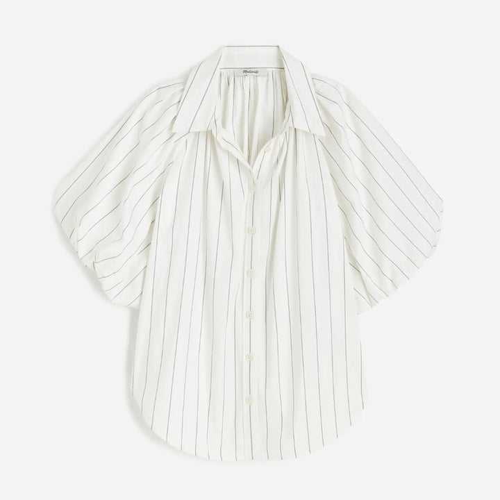 Madewell Shirred Bubble-Sleeve Button-Up Shirt Size M