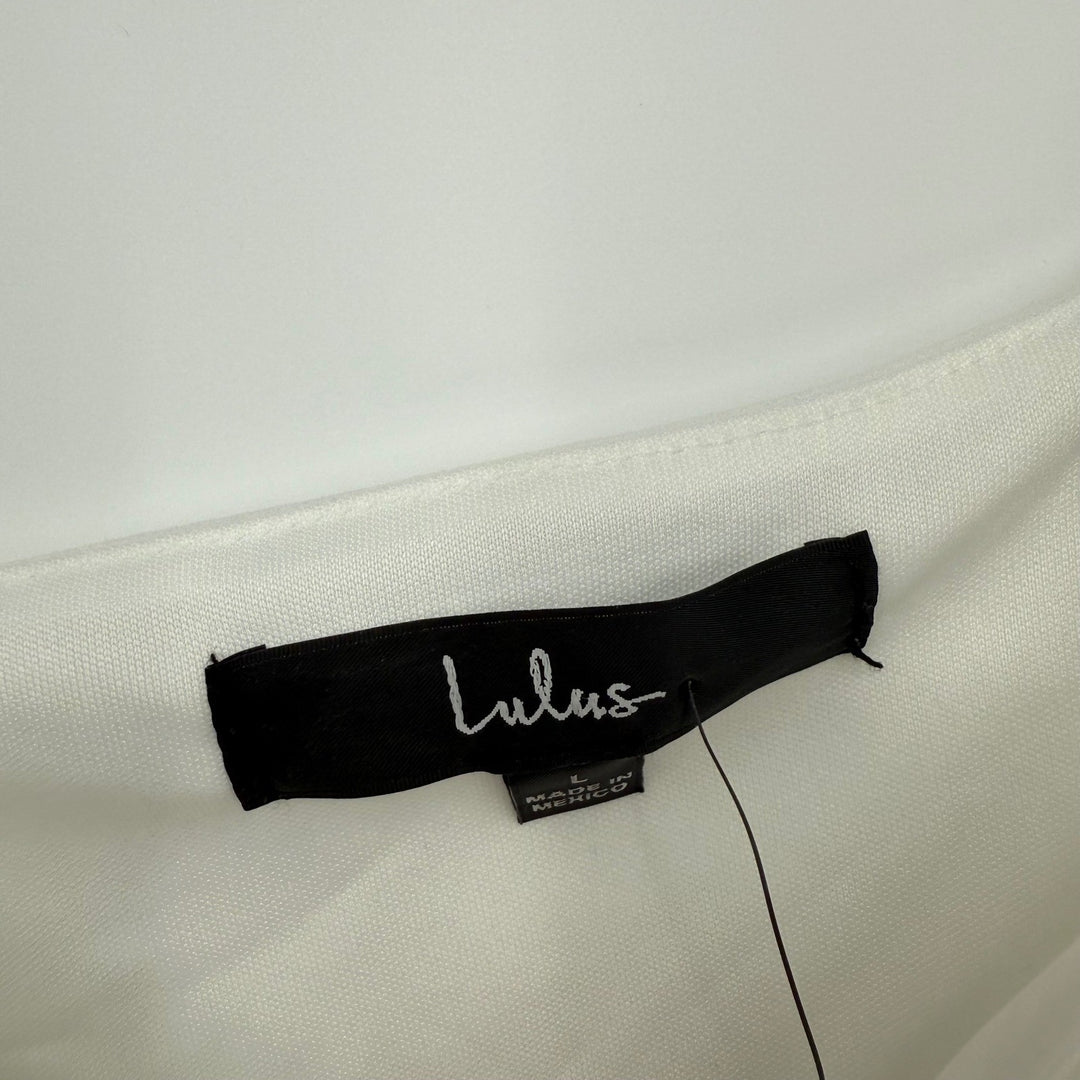 Lulus Women's Two-Piece Set Crop Top Wide Leg Pants White Size Large