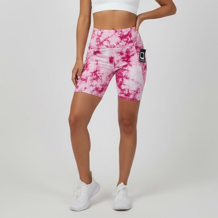 Gottez Peach Skin Collection Pink Tie Dye High Waist Athletic Shorts