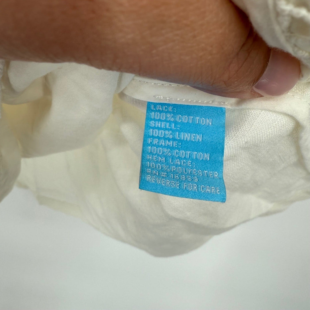 J.McLaughlin Ivory Lace Tunic Top Cotton Blend V-Neck Womens Medium