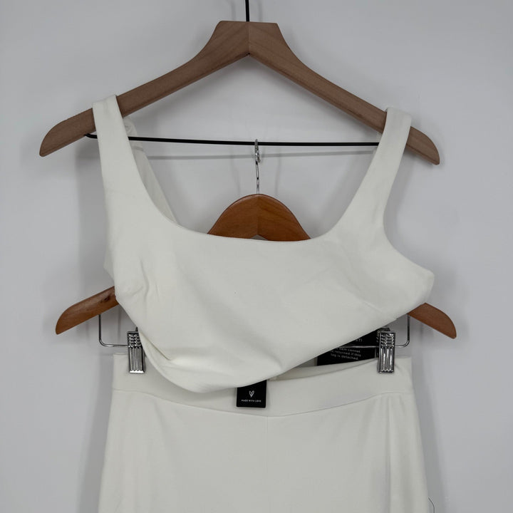 Lulus Only Tonight Ivory Two-Piece Wide-Leg Jumpsuit Size M