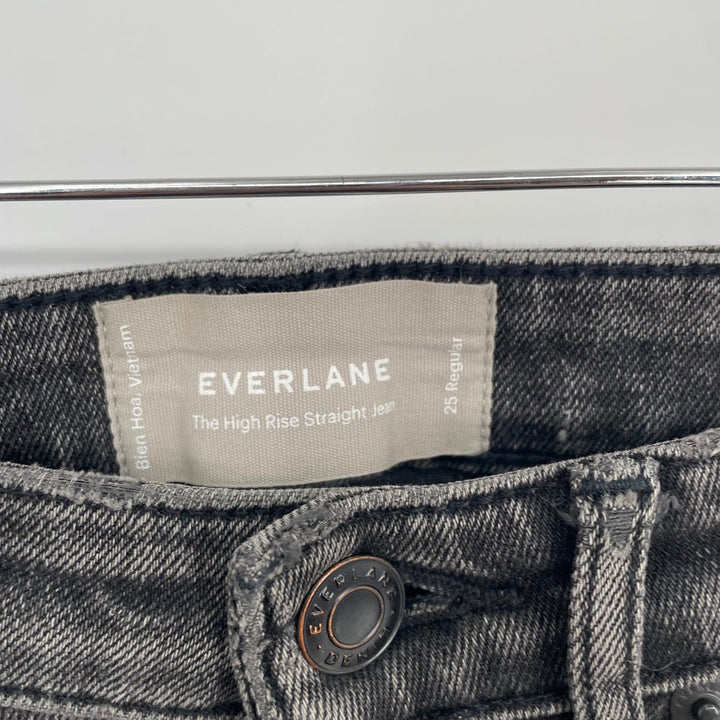 Everlane The High Rise Straight Jean Womens Size 25 Regular Black Wash Denim