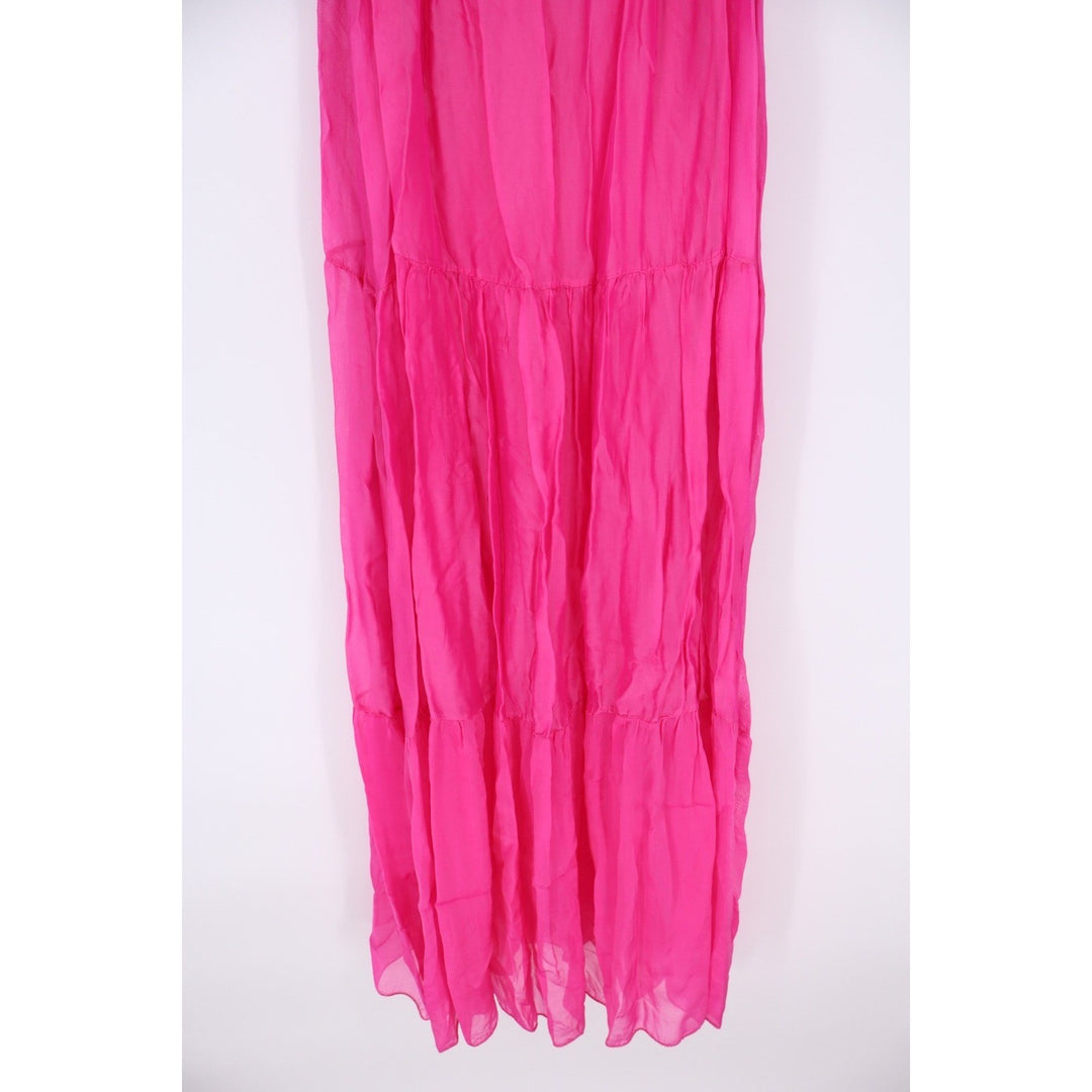 Bellambra Made in Italy Fuchsia Silk Blend Tiered Maxi Dress Size M
