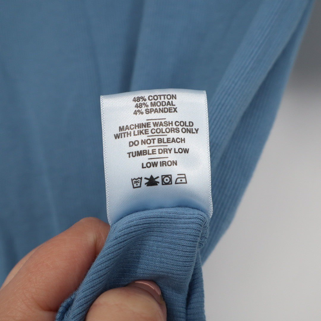 American Giant Ribbed Square Neck Short Sleeve Top Blue XS Made in USA