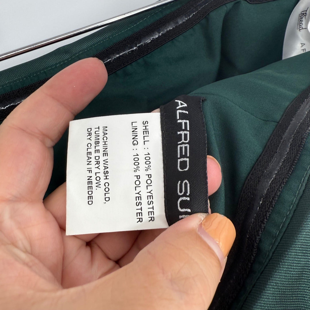 Alfred Sung Strapless Bias Cuff Bodice Satin Gown With Pockets In Evergreen