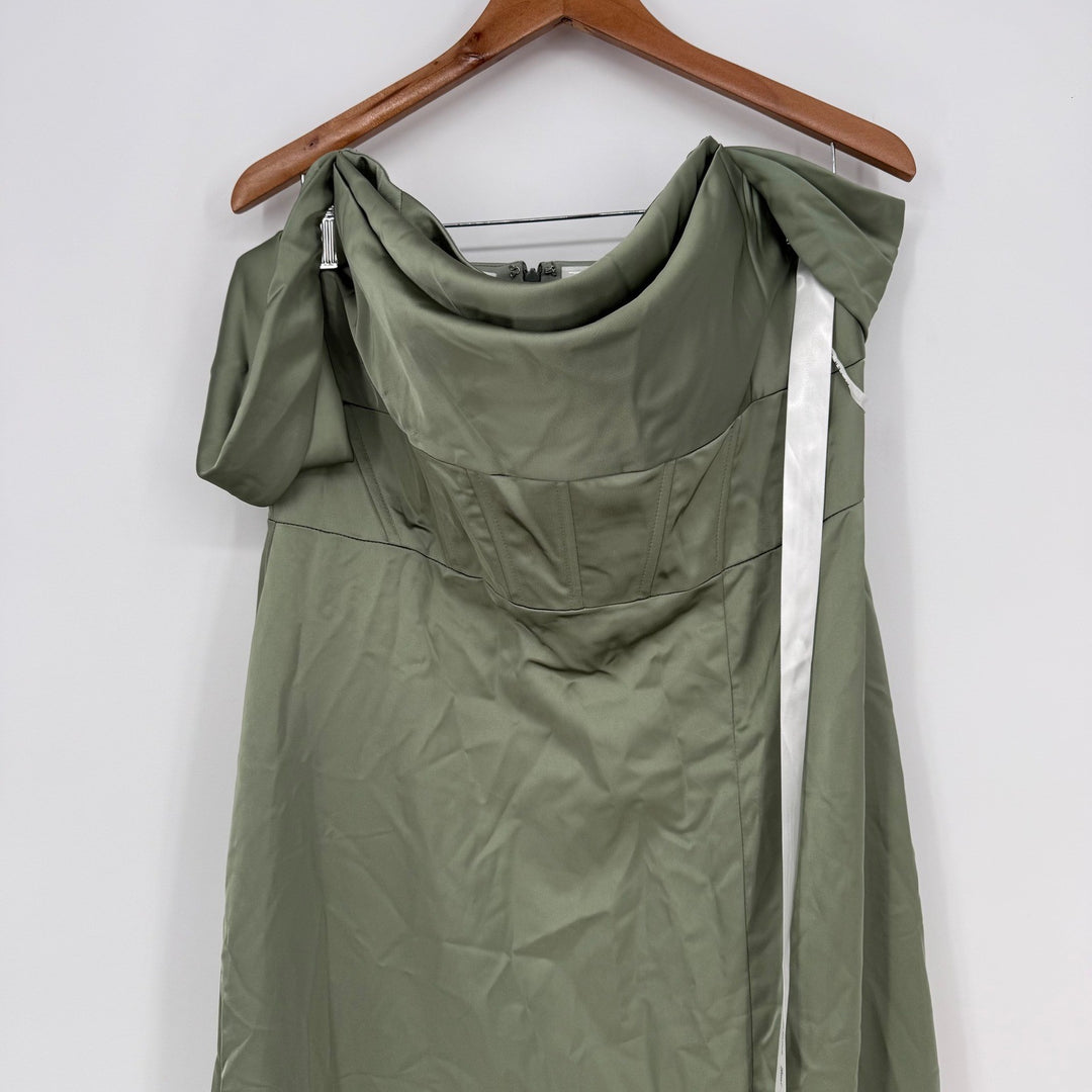 After Six A-Line Satin Maxi Dress With Convertible Off-The-Shoulder Dress