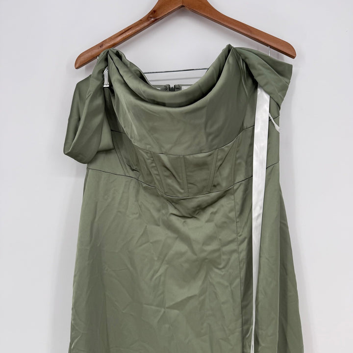 After Six A-Line Satin Maxi Dress With Convertible Off-The-Shoulder Dress