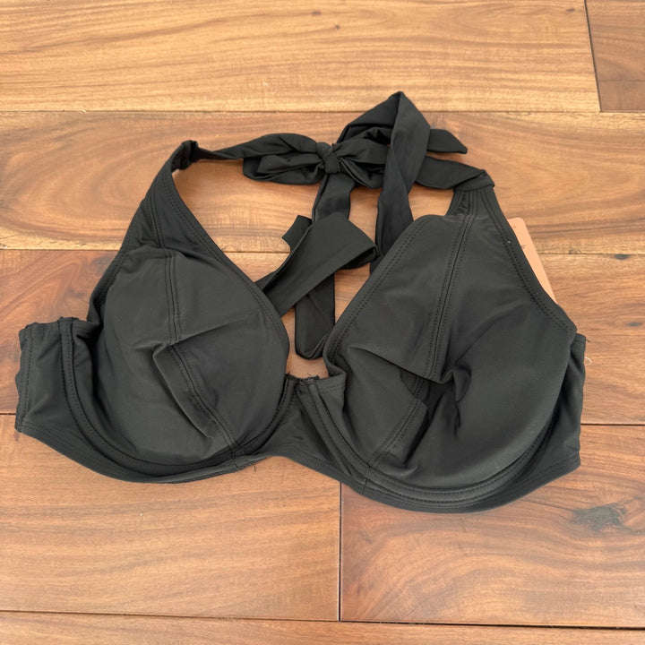 Shapermint Essentials Full Coverage Halter Bikini Top Black Size L