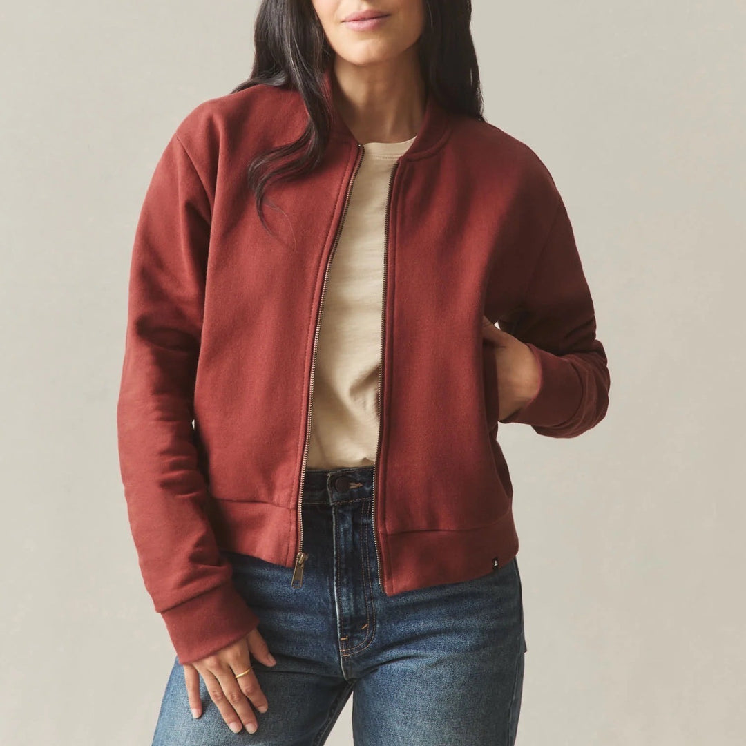 American Giant Women's Fleece Bomber Jacket Size S Made in USA