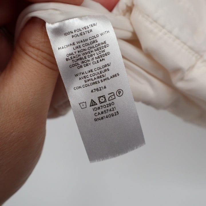 LOFT Outlet Puffer Vest Womens Size L Cream Quilted Full Zip Mock Neck