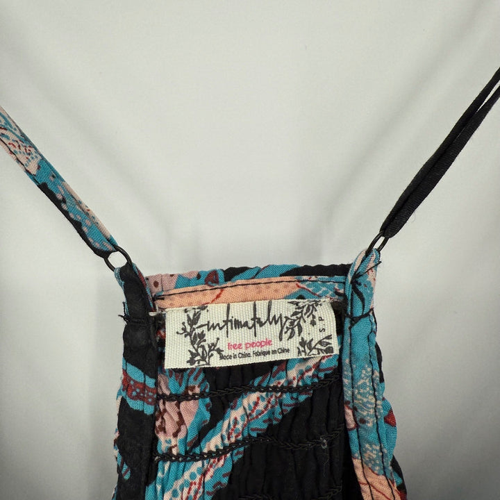 Free People Intimately Black Floral Maxi Dress Spaghetti Strap V Neck S