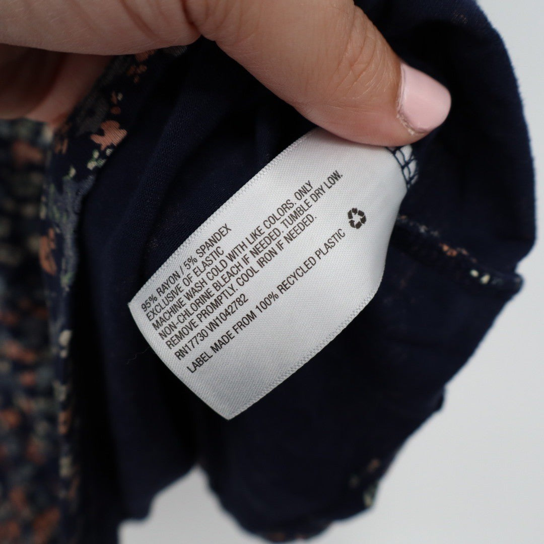 Isabel Maternity Smocked Bodice Floral Print Square Neck Puff Sleeve Top XL