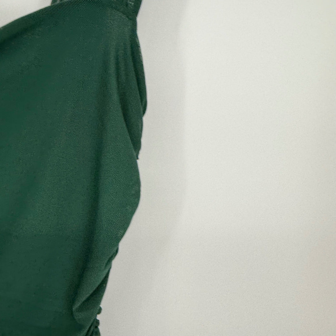 Lulus Amazing Presence Dark Green Mesh Ruched Column Maxi Dress Size XL