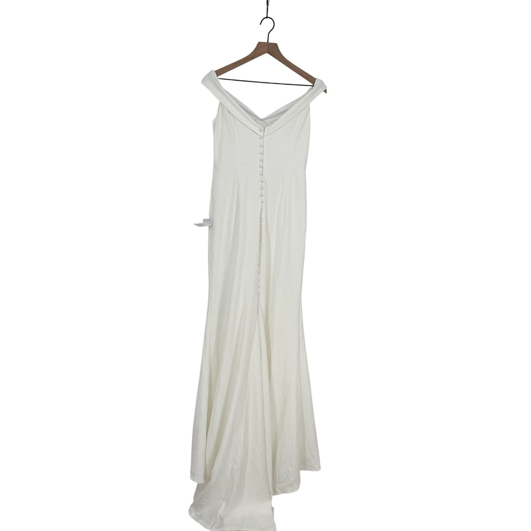 Lulus Arienne White Off-The-Shoulder Mermaid Maxi Dress Size L