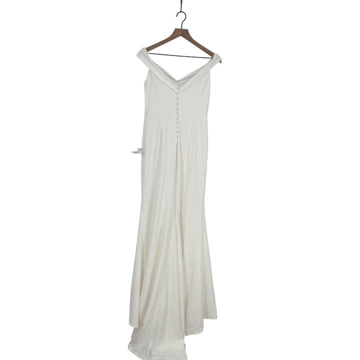 Lulus Arienne White Off-The-Shoulder Mermaid Maxi Dress Size L