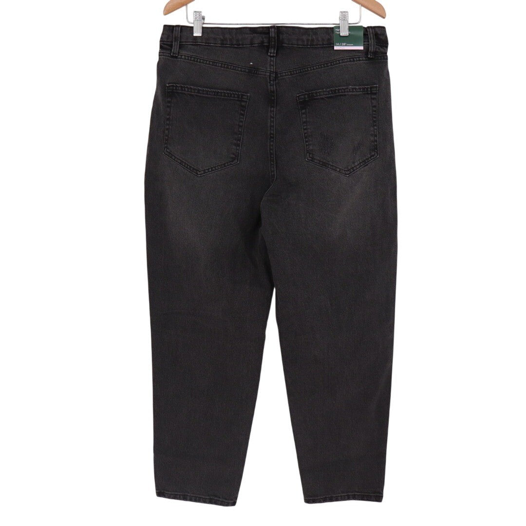 Wild Fable Black Wash High Rise Tapered Jeans Distressed Size 14