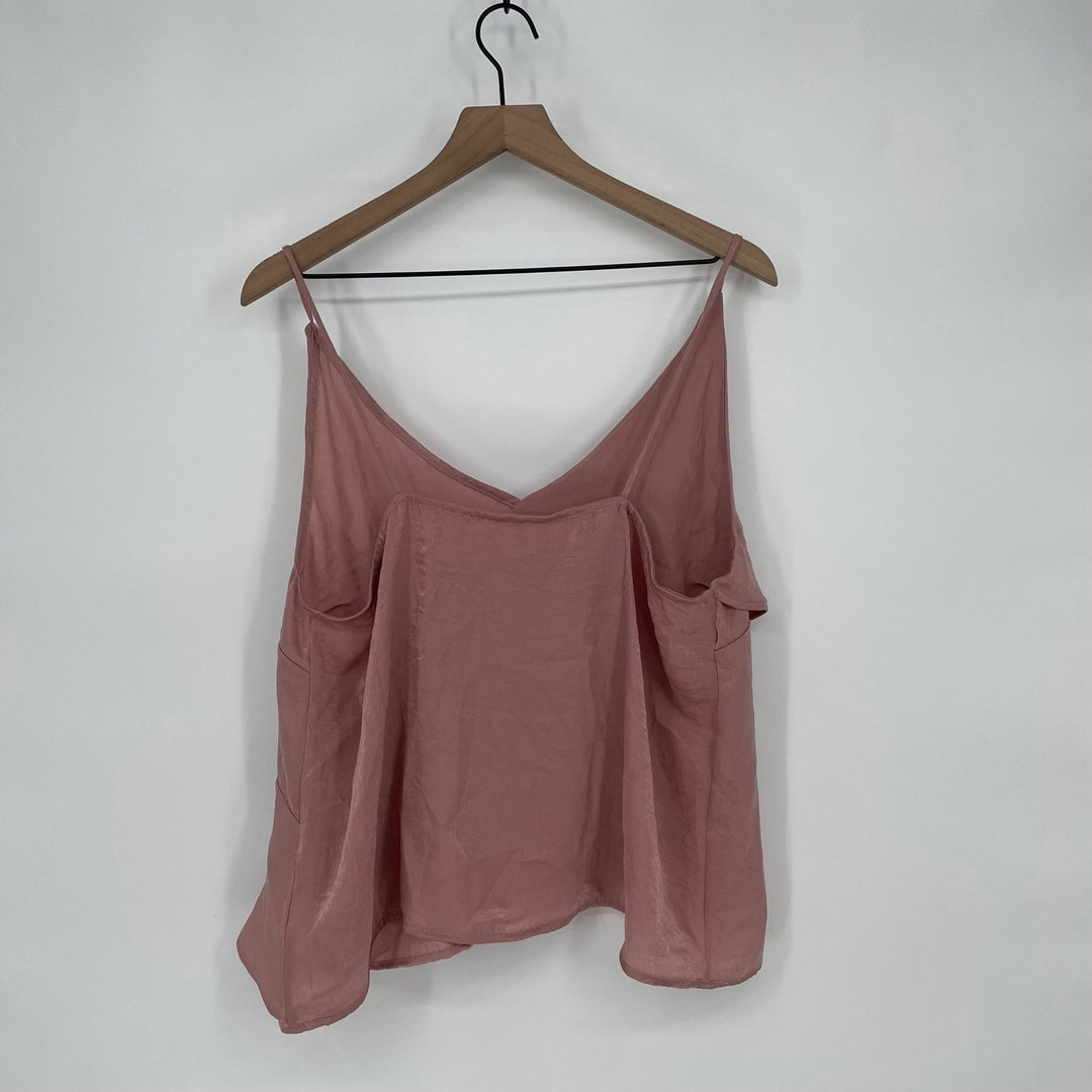 ABOUND Rosy Pink Ruffle V-Neck Cami Tank Top XL Made USA