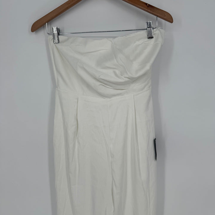 Lulus Beloved Bliss Ivory Strapless Slim Leg Bow Jumpsuit Size S