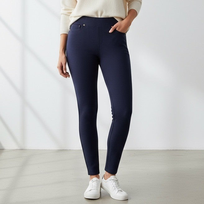 Michael Kors Ponte Knit Navy Blue Pull On Gold Pocket Detail Pants