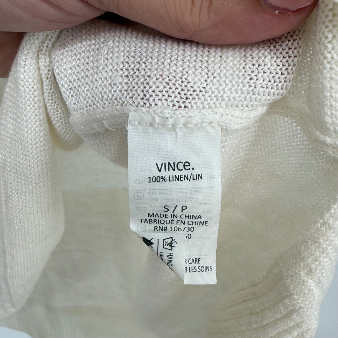 Vince Cream Striped Lightweight Linen Blend Sweater Size S