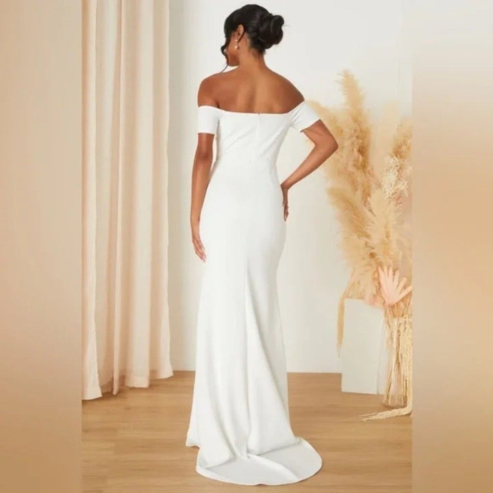 Lulus Loveliest Aura White Off-The-Shoulder Mermaid Maxi Dress Size M