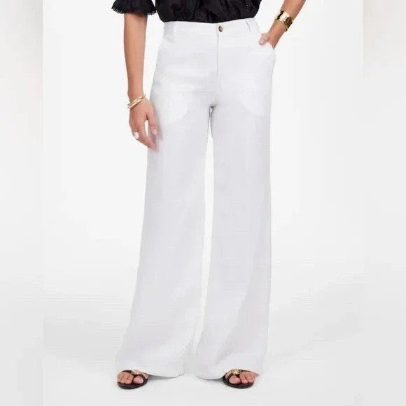 Madewell The Zoe Relaxed Wide Leg Linen Pants White Size 12