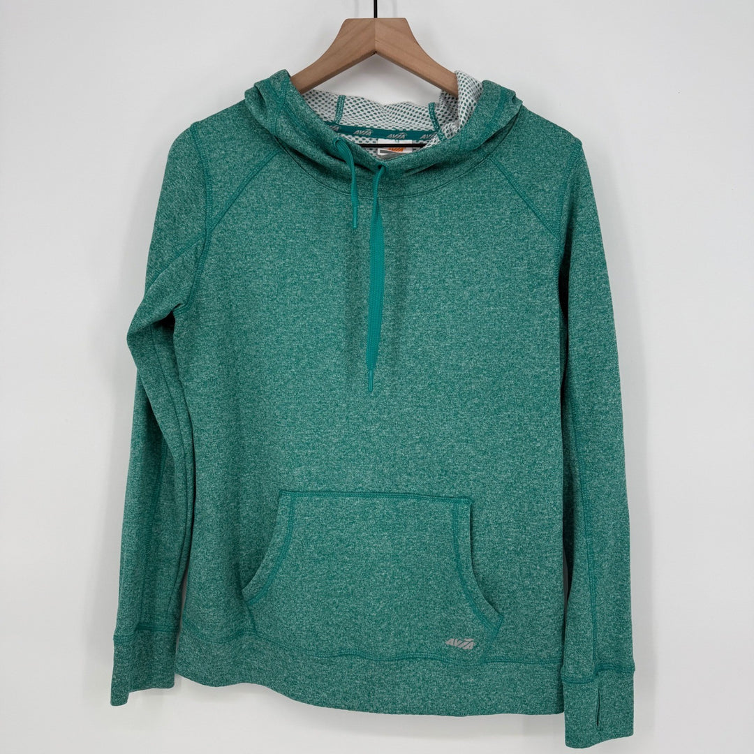 Avia Women's Activewear Hoodie Sweatshirt Green Pullover Thumb Hole Size Large