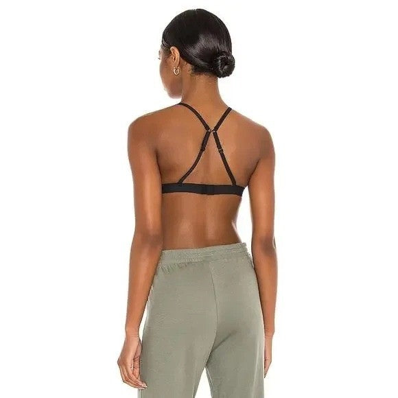Free People Black Criss Cross Ring Detail Triangle Bralette Top
