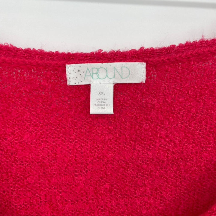 ABOUND Fuzzy V Neck Sweater Magenta Pink Knit Cozy Long Sleeve Top Women's XXL