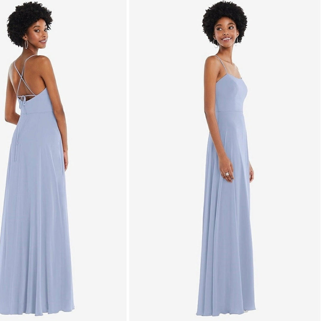 After Six Scoop Neck Convertible Tie Strap Maxi Dress With Front Slit Size 12