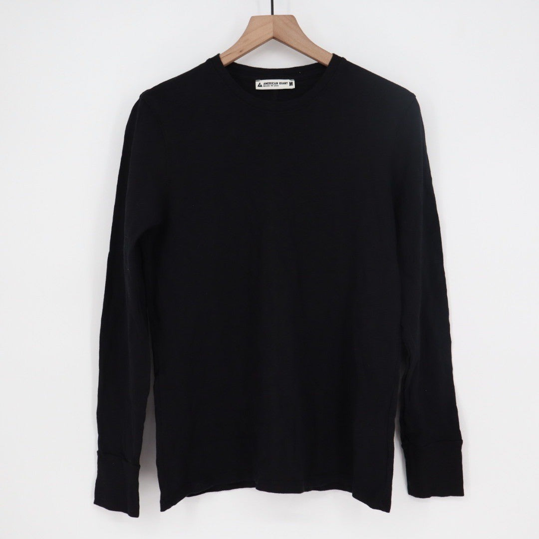 American Giant Black Long Sleeve Crew Neck T-Shirt Made in USA Size M