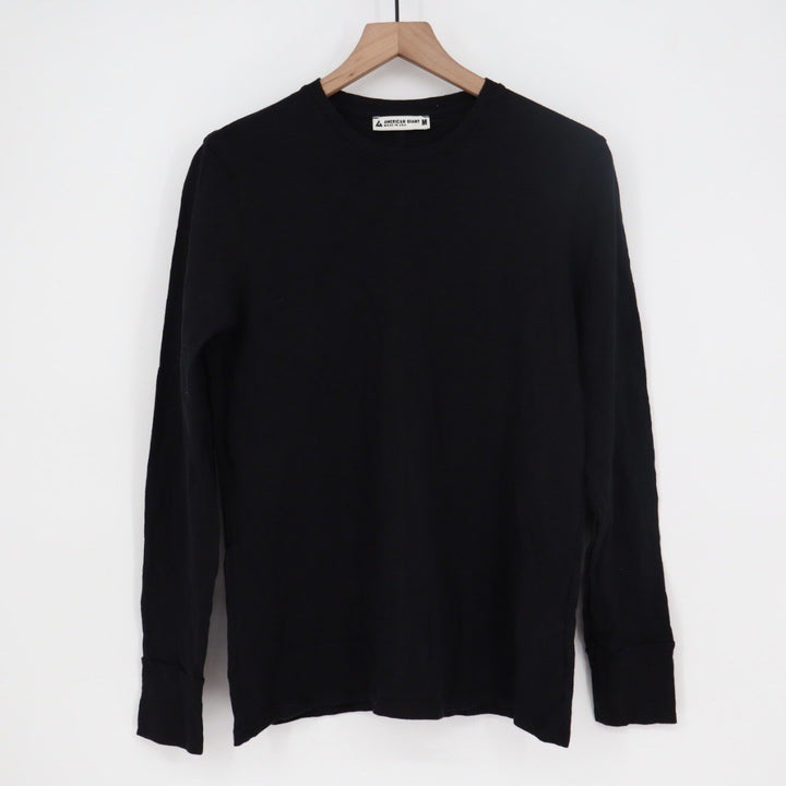 American Giant Black Long Sleeve Crew Neck T-Shirt Made in USA Size M