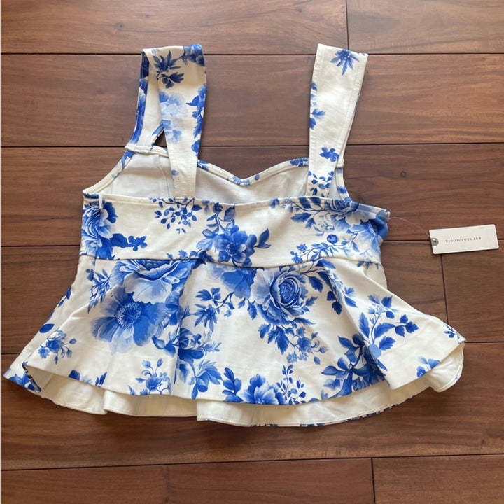 Maeve Square-Neck Peplum Tank Top Size XS