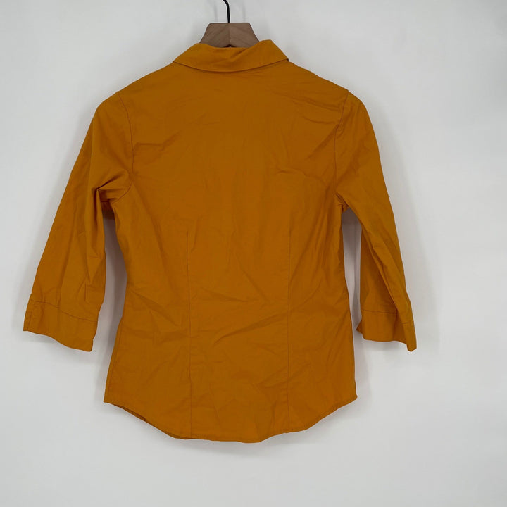 Active Usa Mustard Yellow 3/4 Sleeve Collared Button Up Shirt Medium