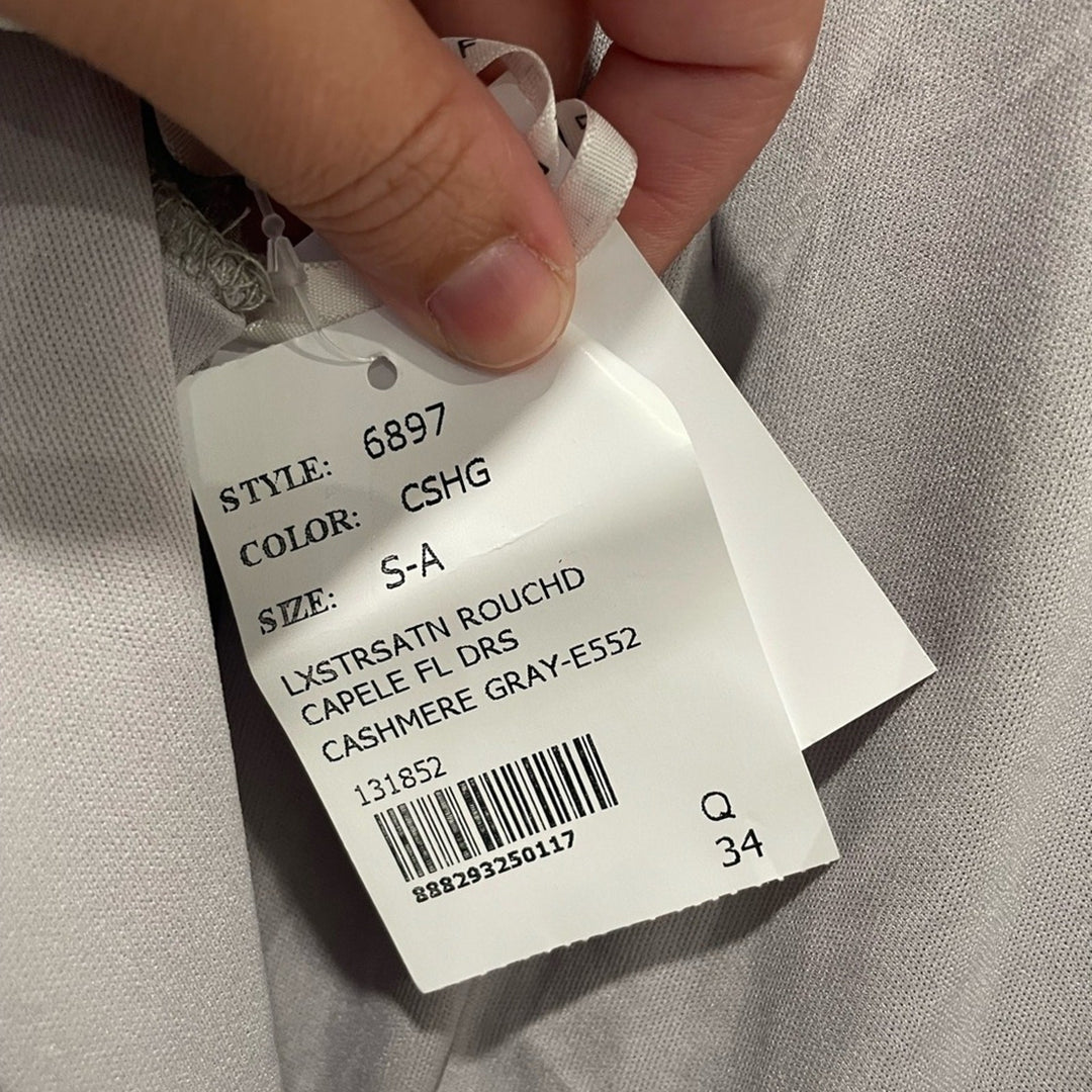 After Six Draped Stretch Satin Maxi Dress With Built-In Capelet Size S