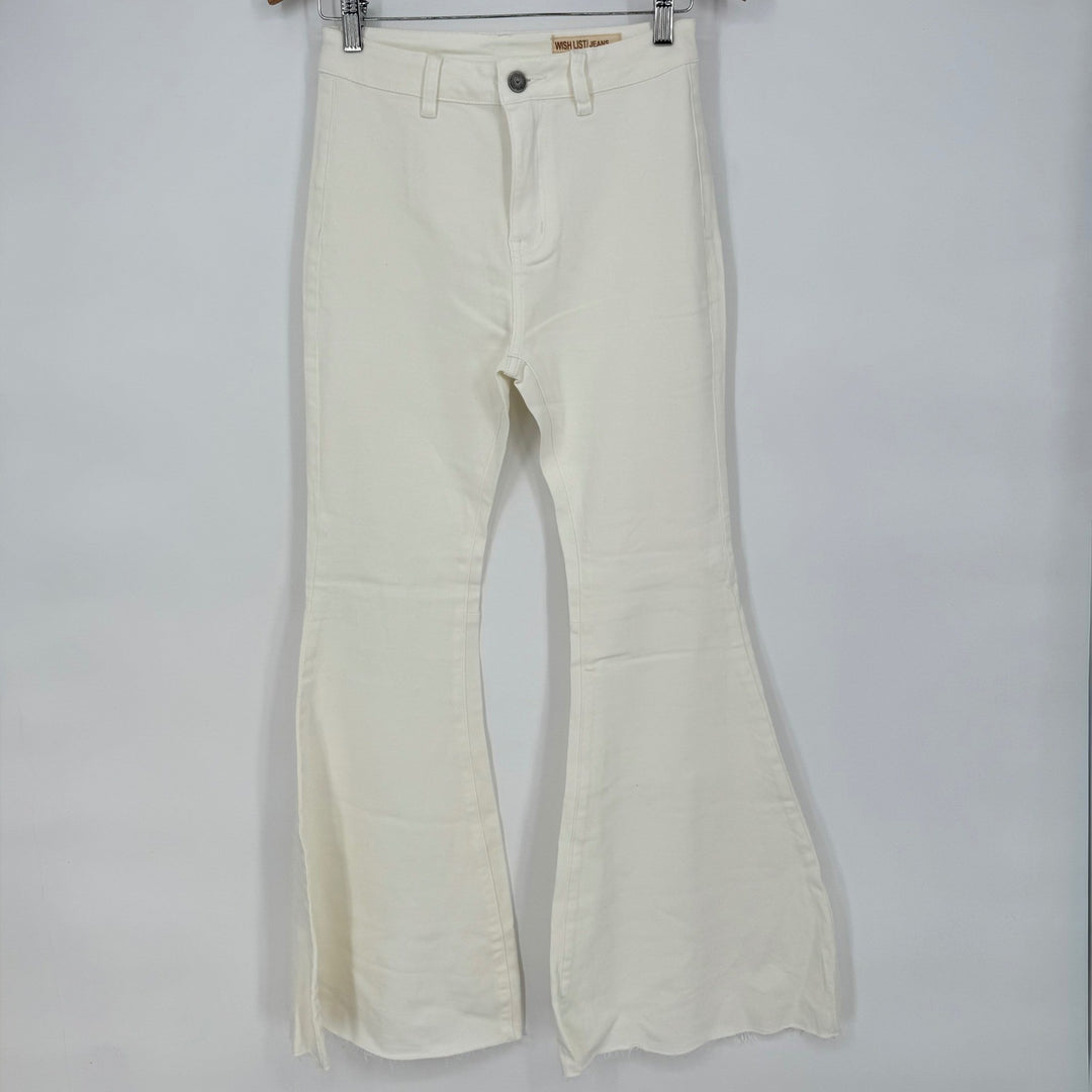 Wish List Jeans White Flare Leg High Waist Denim Pants Size M