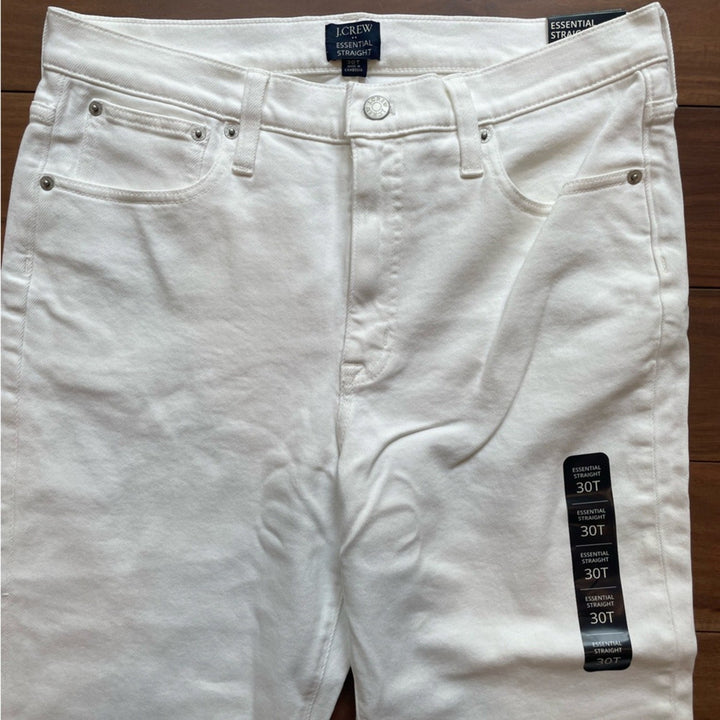 J.Crew Tall Essential Straight White Jean in All-Day Stretch Size 30T