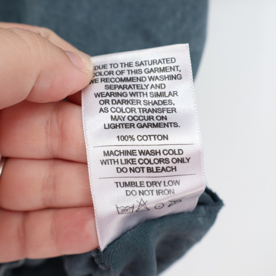 American Giant Washed Cotton TShirt Teal Crew Neck Short Sleeve Size L Made USA