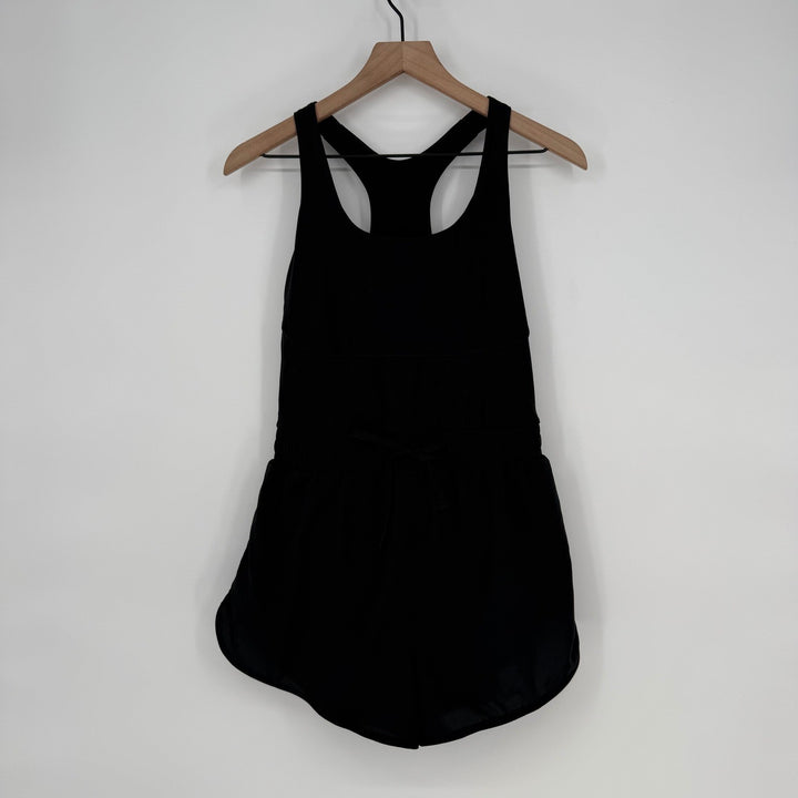 Fabletics Black Racerback Athletic Jumpsuit Romper Shorts Size M