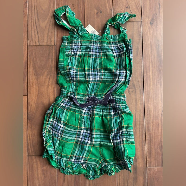 Aerie Plaid Green Flannel Pajama Romper Size XXS